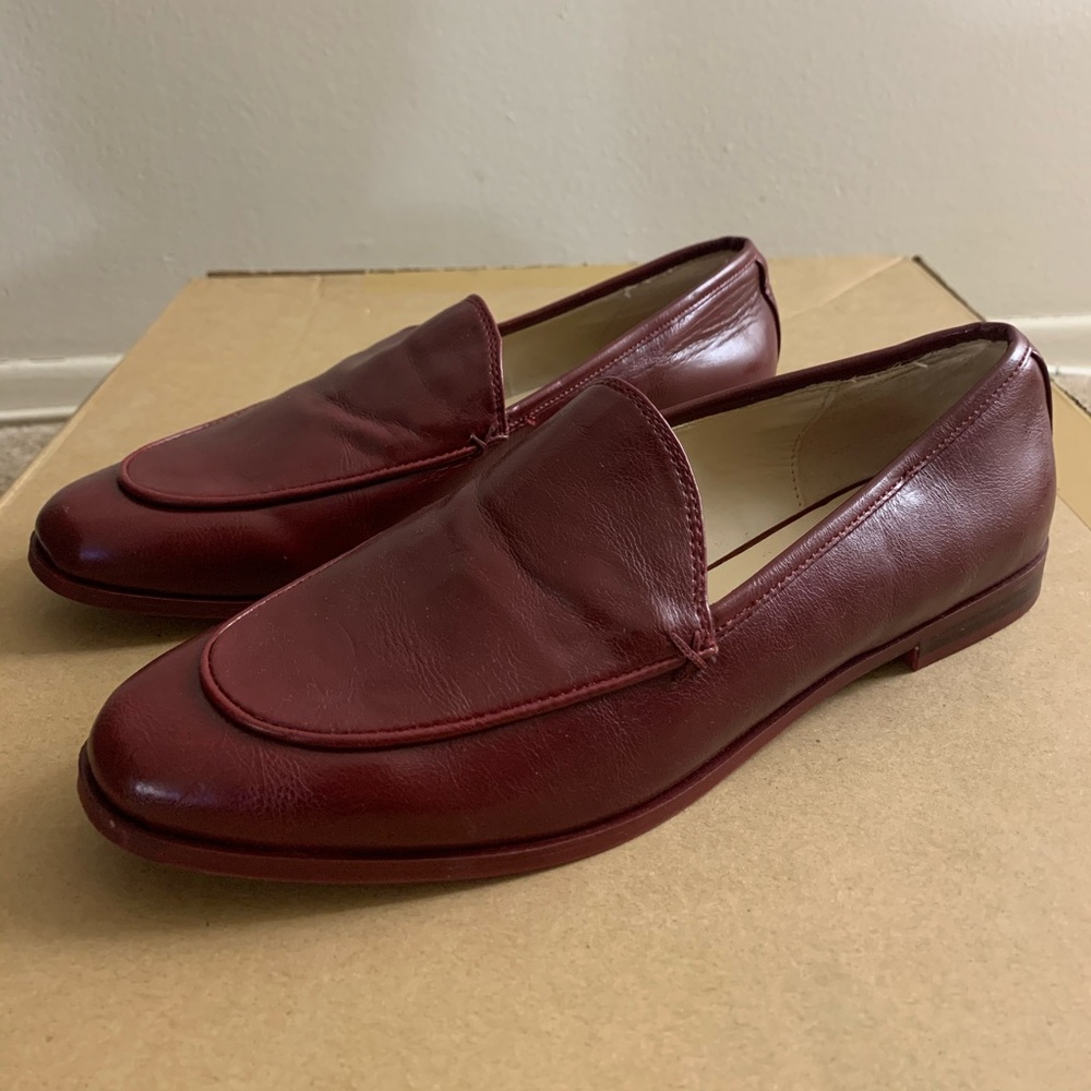 ZARA basic red leather loafers
